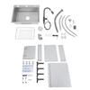 Freestanding Kitchen Sink Cabinet with Pull Out Faucet, Grey Stainless Steel Laundry Utility Sink with Drain Board