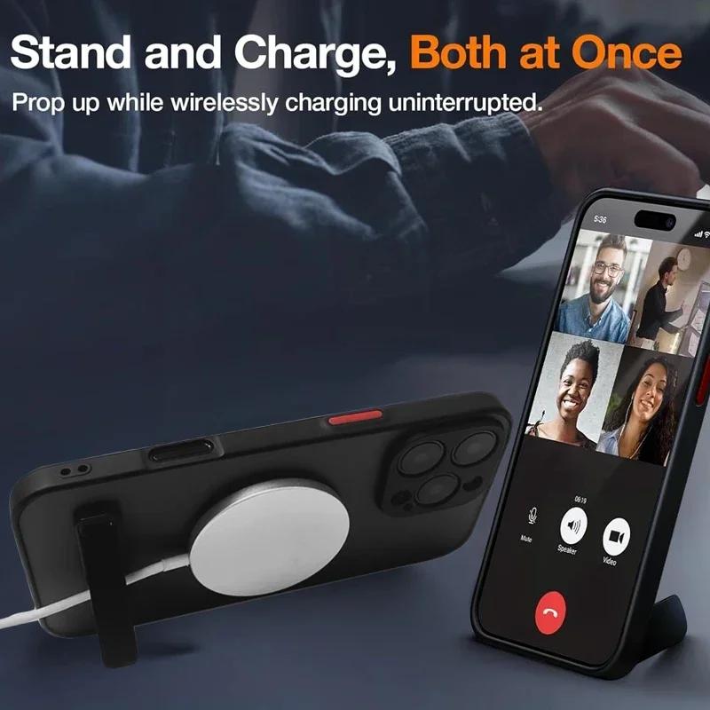 UYUXIO Magnetic Phone Case with Metal Kickstand for iPhone 17 16 Pro Max 15 14 Plus 13 12 Mini Stand Cases Cover with Holder