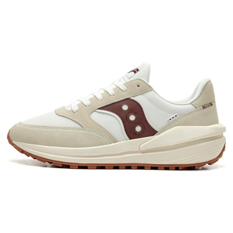 Saucony JAZZ RENEW Anti-Slip Wear-Resistant Breathable Coverage Low-Top Casual Shoes Unisex White Maroon Saucony S79040-1