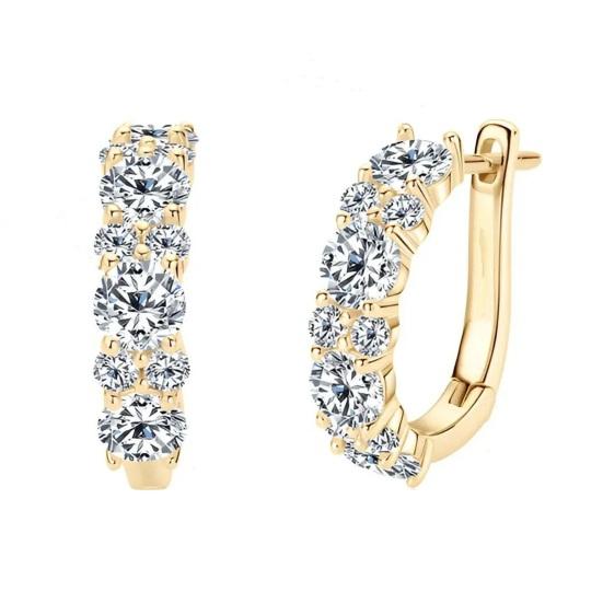 1 Pair Ear-buckle Earrings Circle Earrings with Dazzling Cubic Zirconia золотистый