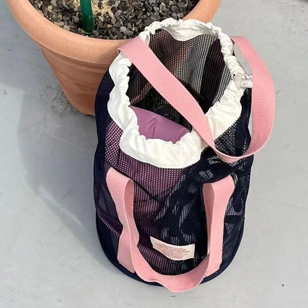 Drawstring Beach Net Bag Ins Mesh Clothing Pocket Lightweight Swimming Mesh Tote Outdoor