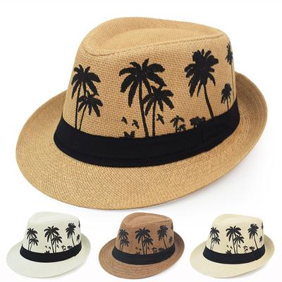 Golexury Letní sluneční slamáky Pánské Kokosová palma Dámské Venkovní Prodyšné Tropické Dovolená Pláž Jazzový Klobouk Fedora Panama