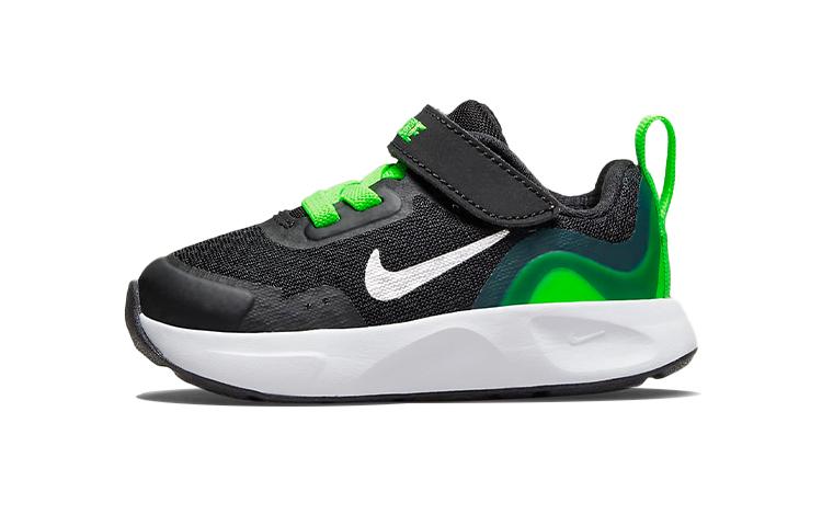 Nike Wearallday Synthetic Leather Low top Toddler Shoes Black Green Infant And Toddler CJ3818-015 22