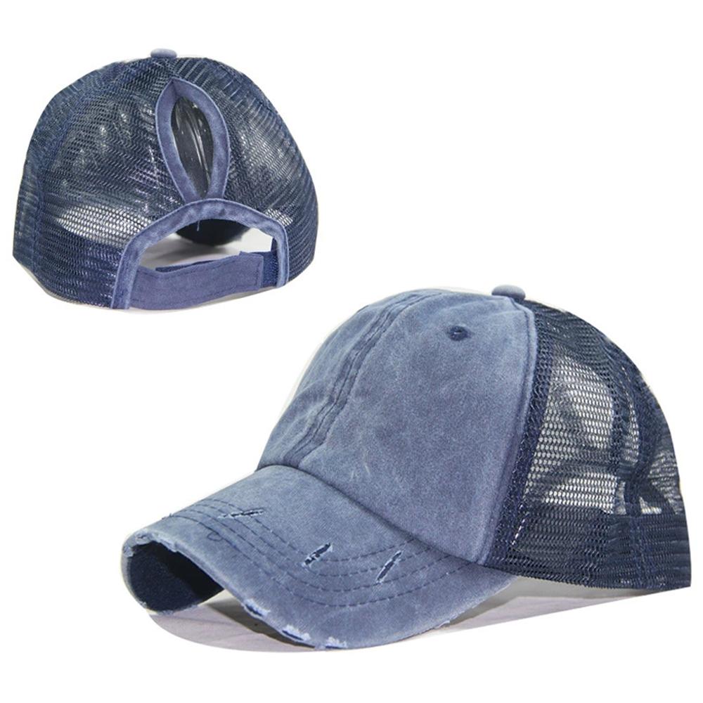 

Summer Baseball Caps for Men Women Washed Cotton Lightweight Breathable Hat with Mesh Hole Design Adjustable тёмно-синий
