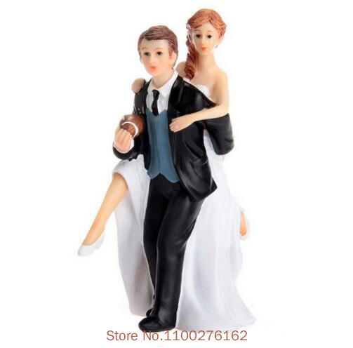 Wedding Romantic Bride and Groom Toppers Couple Figurine Marriage Funny Cake Toppers Dolls for Wedding Cupcake Decoration New