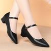 Stewardess Soft Sole One-word Buckle Hotel Work Shoes Women's Black Leather Shoes Mother Dancing Women's Shoes Single Shoes