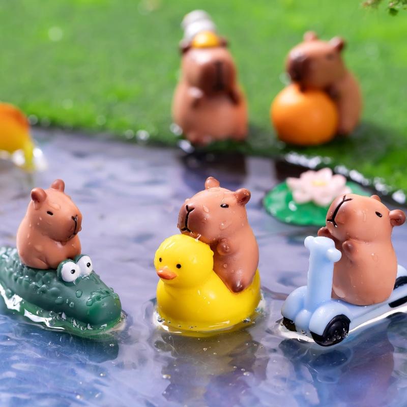2 ks Mini Pryskyřičné Kapybara Miniatury Figurky Roztomilá Vílí Zahrada Zvířecí Ozdoba Mini Soška Dekorativní Malá Krajinářská