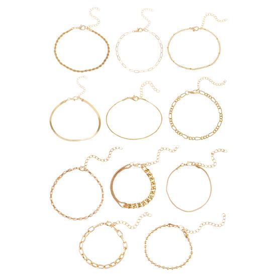 45783 Pcs/Set Women Stacking Bracelet Set Retro Hip Hop Style Snake Bone Chain Different Hollow Chain Adjustable Golden