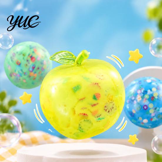 Decompression Toys for Relaxation Apple Squishy Toy, Fruit Squeeze Fidget Toy with Confetti, Soft Portable Anxiety Relief Stress Adults, Desktop