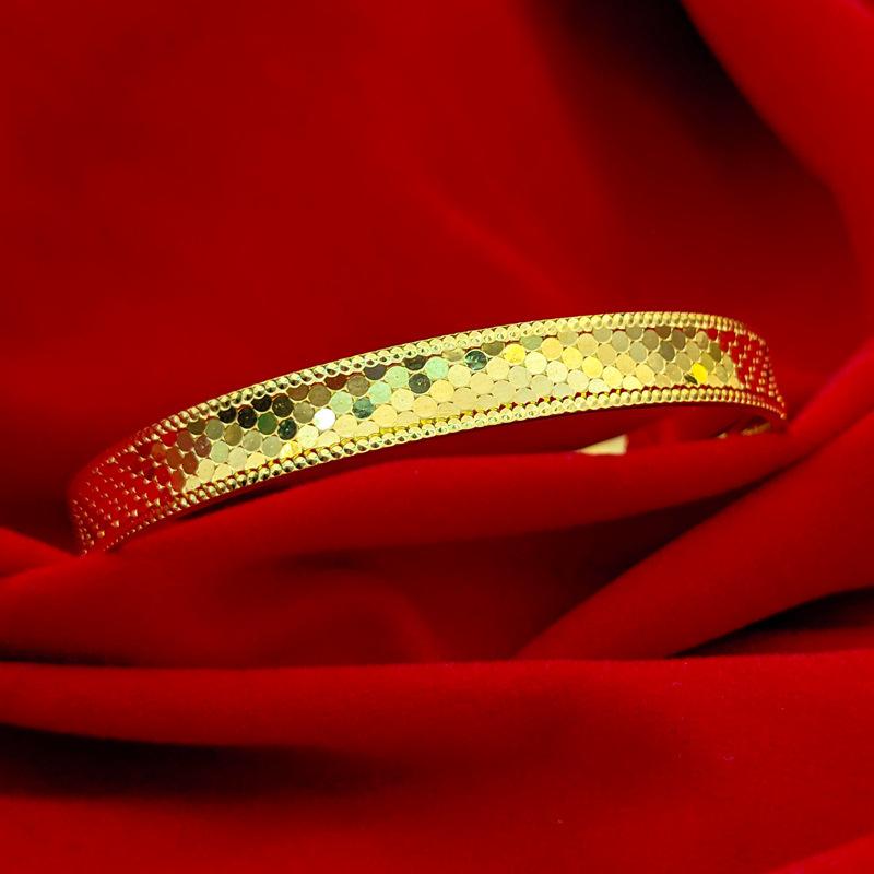 Women's Hand Bracelet Dubai Gold Color 8mm Sparkling Cuff Bangles Wristband Luxury Jewelry Accessories Wholesale