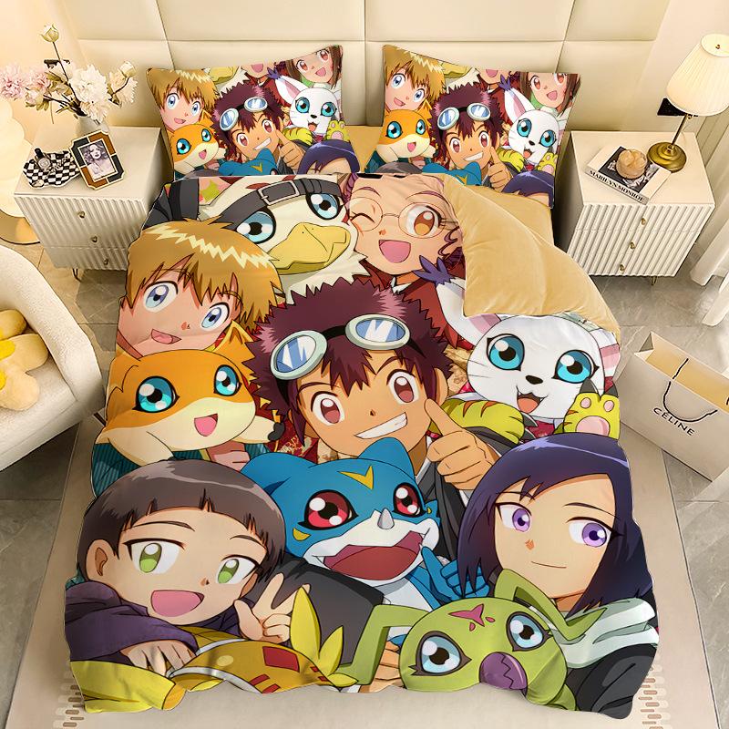 Gamer Digital-monsters Beding Set Digimon Soft with Soft Fabric Duvet Cover Plus Pilowcases Unfiled Single Double Bed Children Young Gift