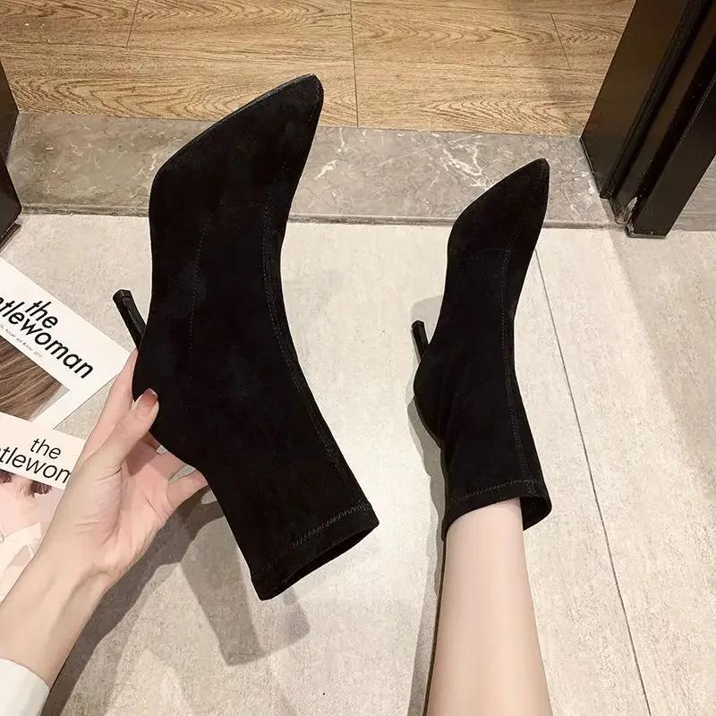 Fashion Elastic Sock Woman Short Shoes Black Booties Winter 2024 Autumn New In On Promotion Large Size Warm Pu Y2k Ankle Boots for Women