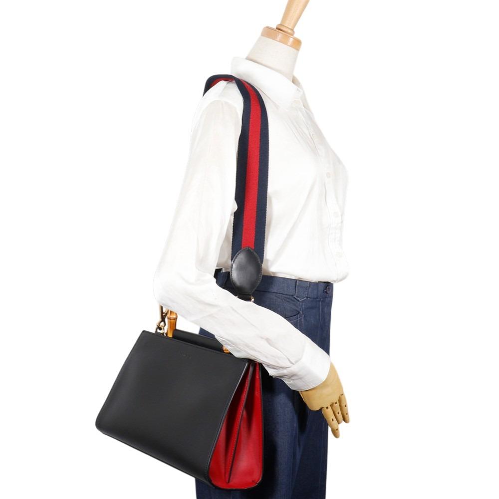 GUCCI Nim Fair Bamboo Handbag 459076 2WAYShoulder black Calfskin Women Used