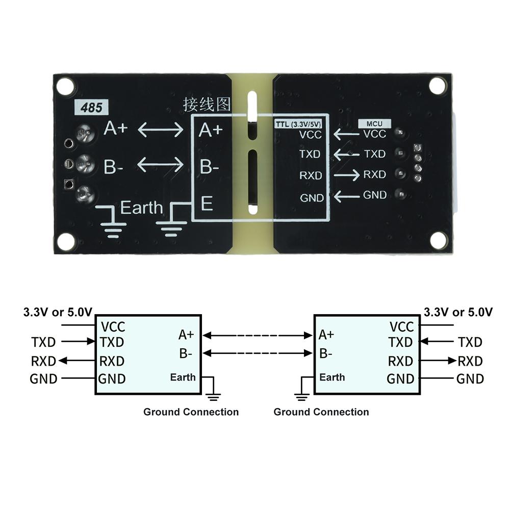 DC 3-5V Isolated TTL to RS485 Level Converter Automatic Flow Control for RS485 to TTL Signal Conversion with RXD  TXD indicator