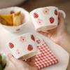 Overseas Hot-Selling Hand-Painted Strawberry Flower Ceramic Coffee Cup And Saucer Set High-Value Cup Cute Water Cup