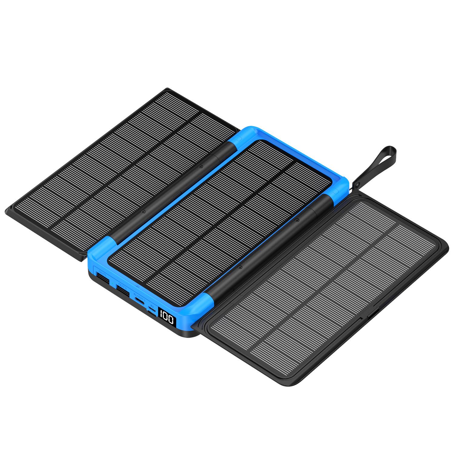 

Складная уличная солнечная панель Беспроводной Power Bank 20000 мАч 10000mAh Thin Model синий