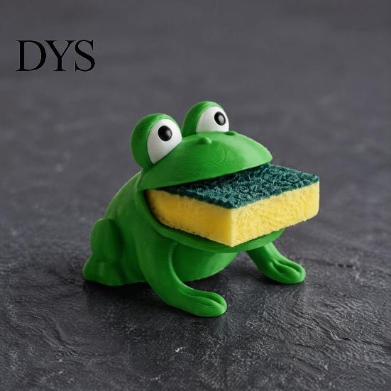 Home Organization for Kitchen Frog Sponge Holder Sink, Cute Animal Shape Decorative Sink Organizer Caddy, Draining Rack, Novelty Countertop