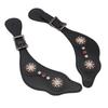 Spur Straps Western Rhinestone Floral Boots Vintage Spur Straps for Horse Riders Adjustable Length Handcrafted Black