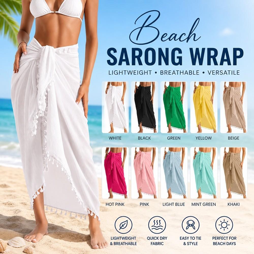 Quick Drying Beach Wrap Skirt Solid Color Sun Protection Shawl for Women Seaside Holiday
