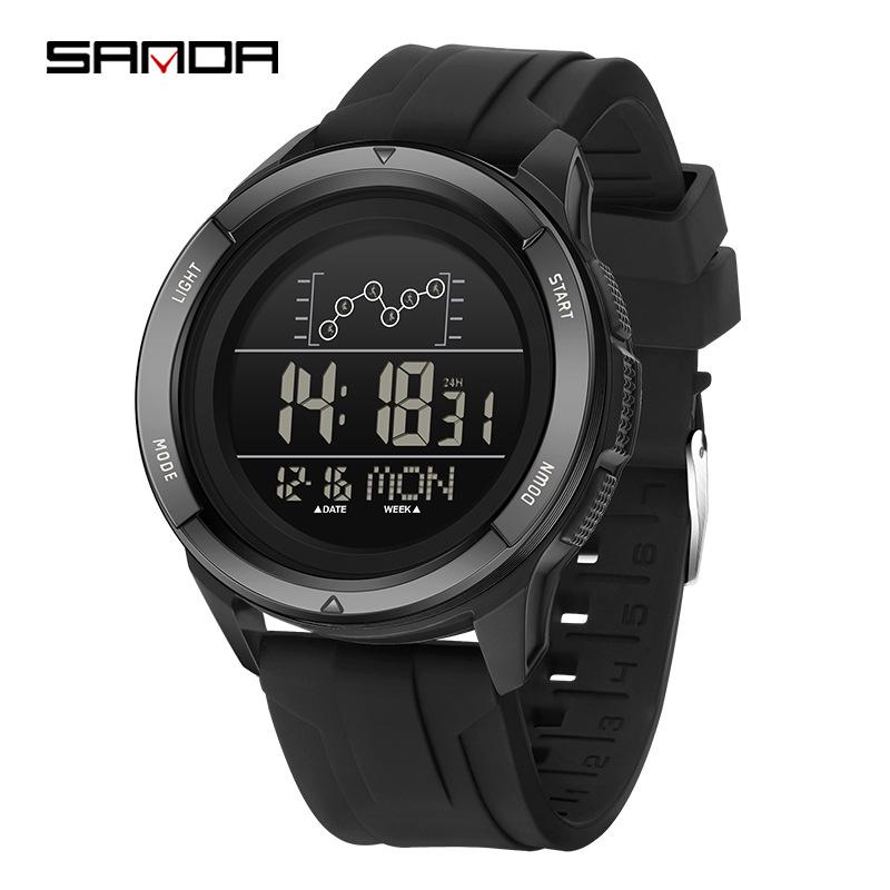 SANDA Outdoor Multifunctional Waterproof Men's Watch with Large Screen Display for Students