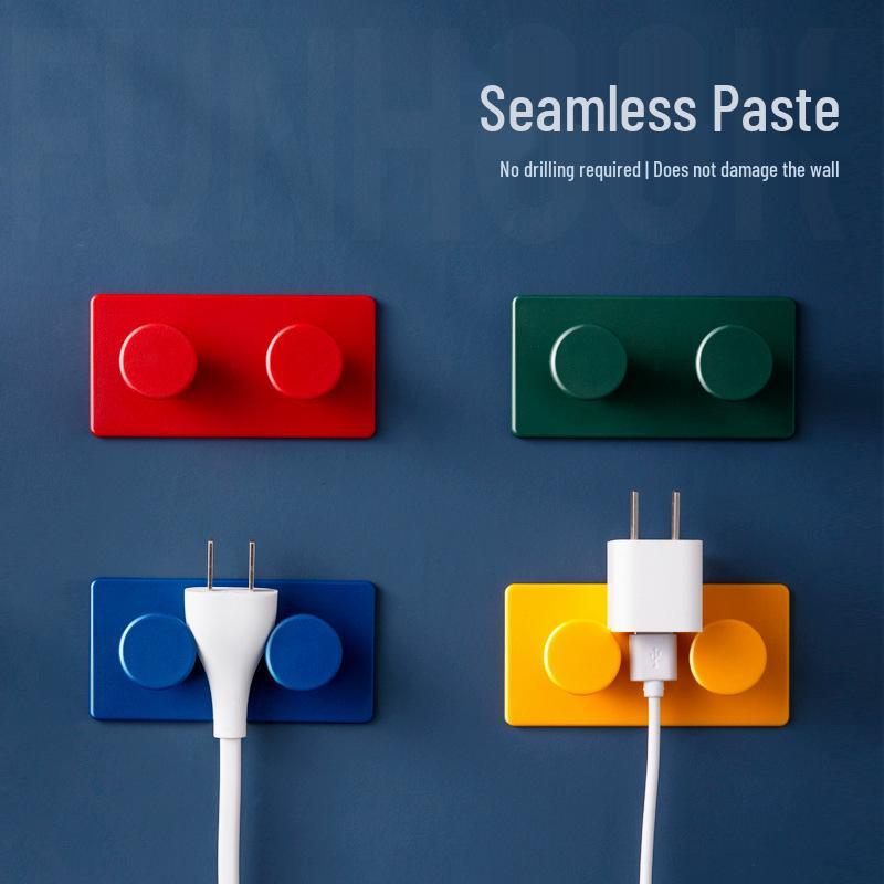 Creative Adhesive Key & Wall Hook - No-Punch, Seamless, Multifunctional Building Block Design