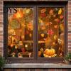 Pumpkin Harvest Wall Decor 5Pcs Autumn Maple Static Window Clings, Fall Stickers, Clings Glue-Free Removable for Thanksgiving Home Shop Glass
