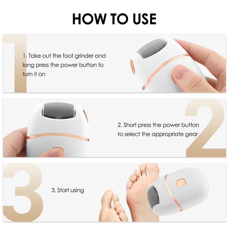 Fashionable Rechargeable Foot Rasp Pedicure Tool Detachable Grinding Head Dead Skin Remover for Callus Heel Care