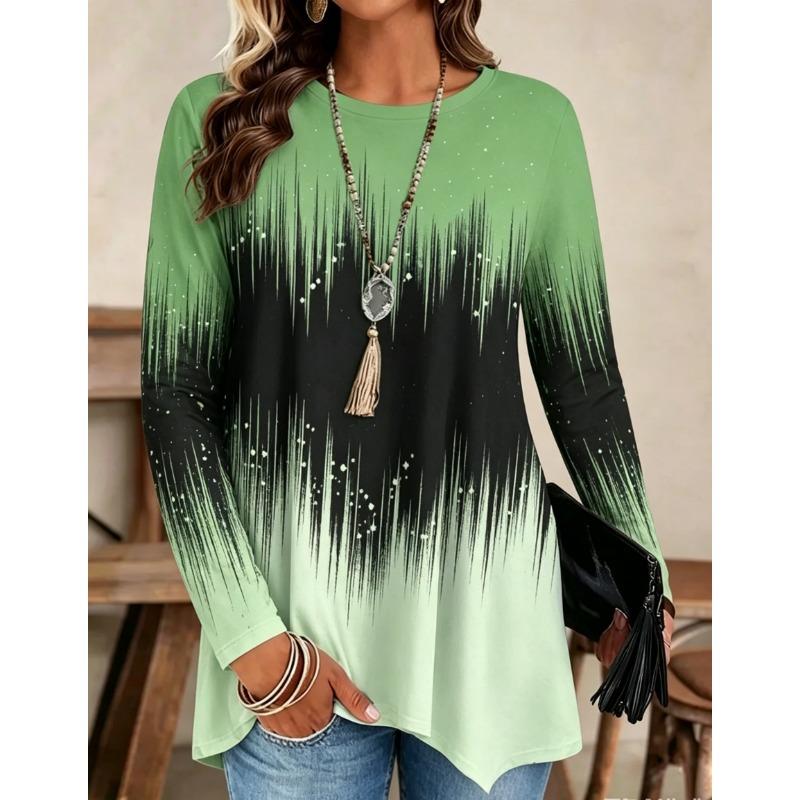 Autumn and winter women's long-sleeved O-neck T-shirt