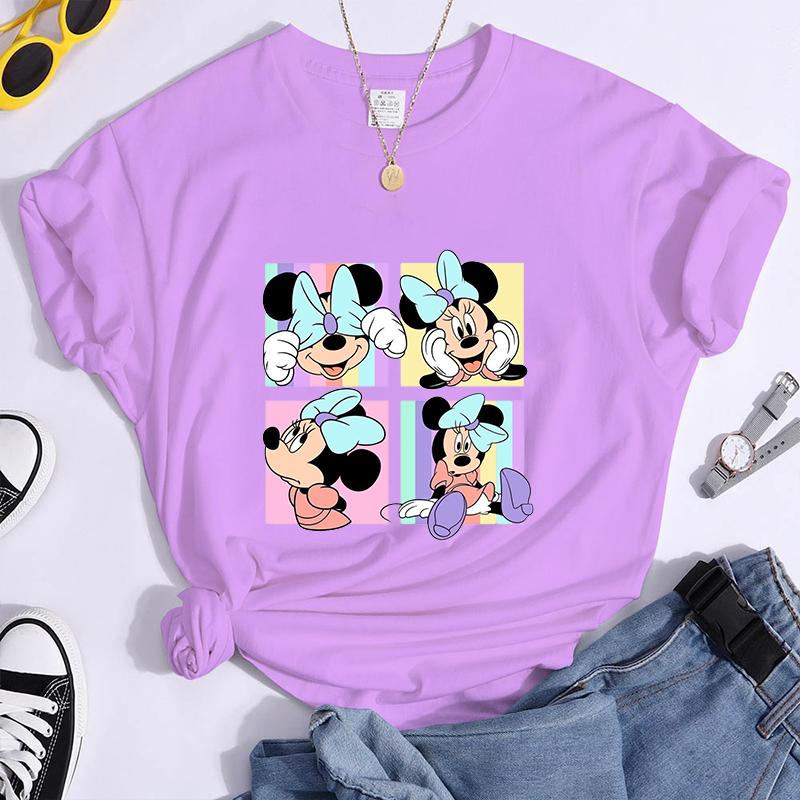 New Cute Minnie Mouse Avatar Printed T-shirt Outdoor Casual Fashion Women's Anime Minnie Mouse Shirt