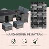 8-Seater Rattan Dining Set Garden Furniture Cushion Seat Woven Rattan Grey
