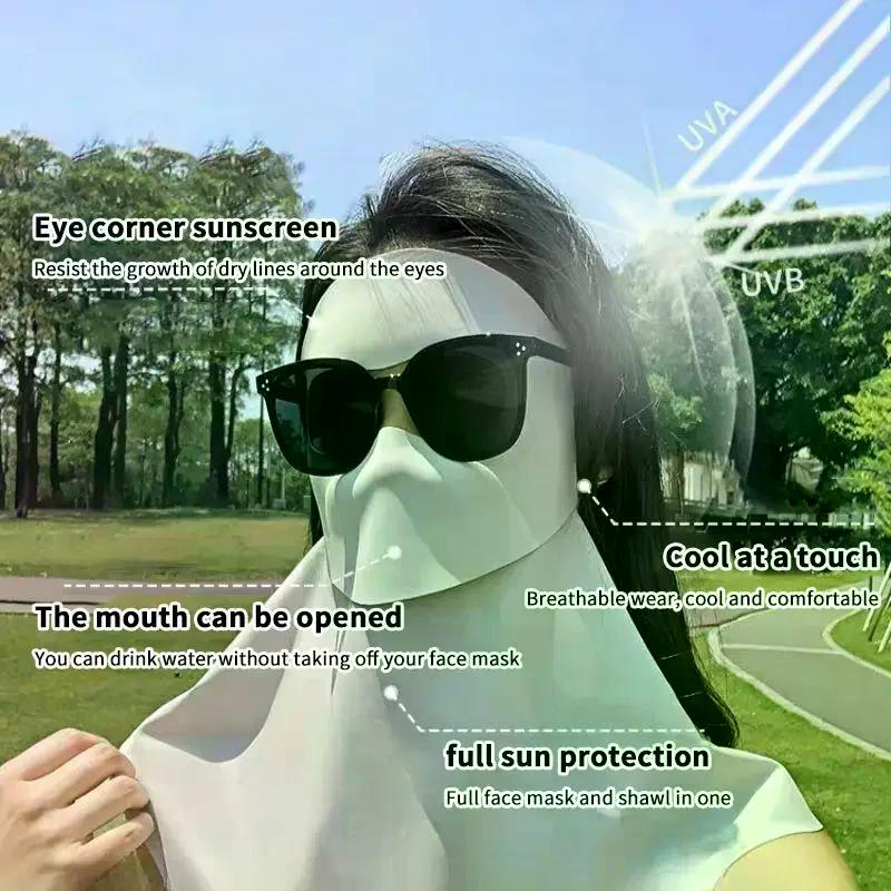 2026 New Fashion Ice Silk Sun Protection Mask Full Face UPF50+ Anti-UV Neck Scarf Breathable Sunshade Face Mask Cycling Mask