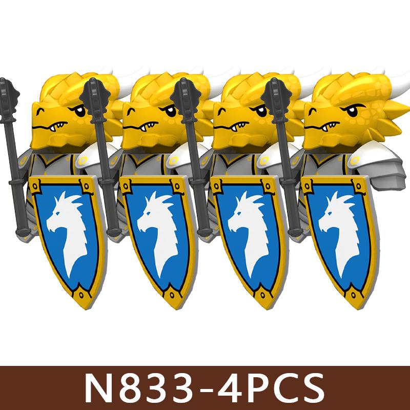 Medieval Castle Soldier Figures Building Blocks Knight Orc Warrior Dragon Wolf Animals Battle Flags Accessories Bricks Toys Boys