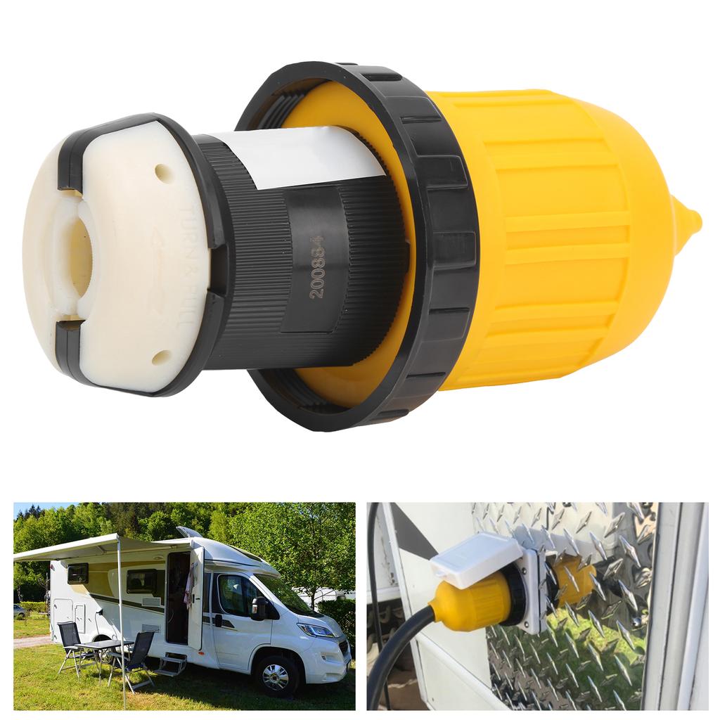 RV Cord Connector Locking Plug W/Cover Ring Power Socket 30Amp 125V for Caravan Trailer