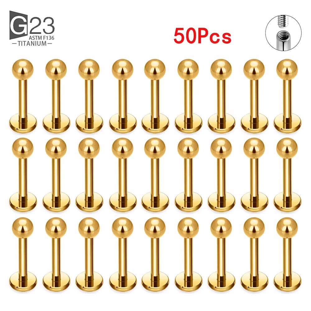 10Pc/50Pc G23 Ttianium Labret Ear Lip Stud Jewelry Square CZ Stone Cartilage Tragus Earring Tongue studs Threaded Body Jewelry