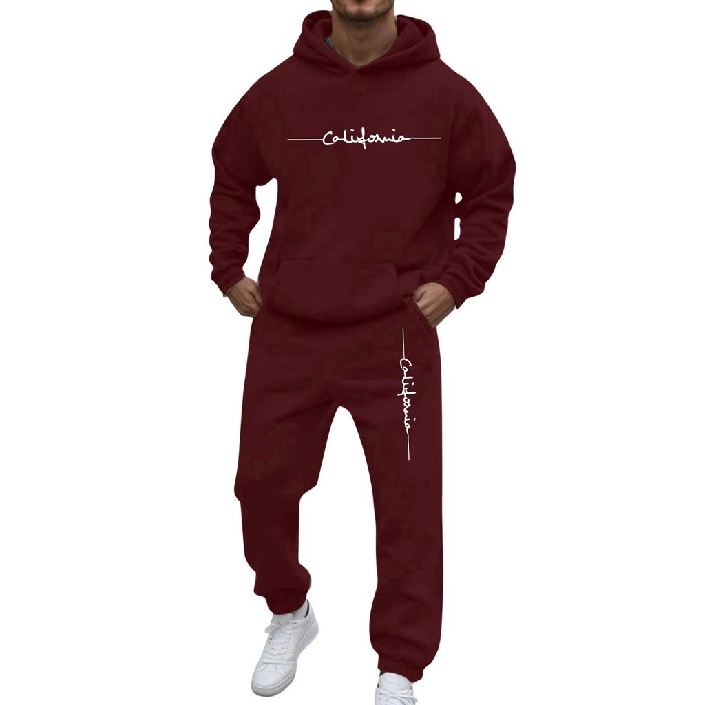 Herren Casual und personalisiert bedrucktes Langarm-Kapuzensweatshirt, Herren Sport-Sweatshirt und Sweatpants zweiteiliges Set