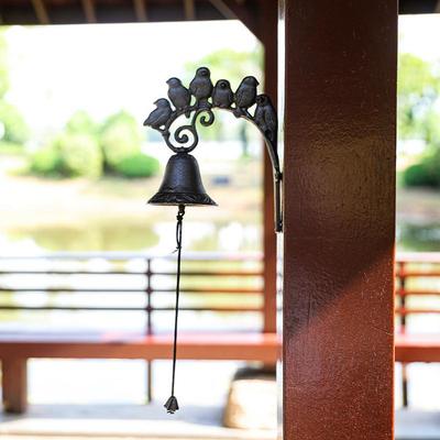 Farmhouse Dinner Bell Cast Iron Church Wall Bell Wall-Mounted Front Gate Bell Decorative Farm Accent Bells With 6 Birds Large &