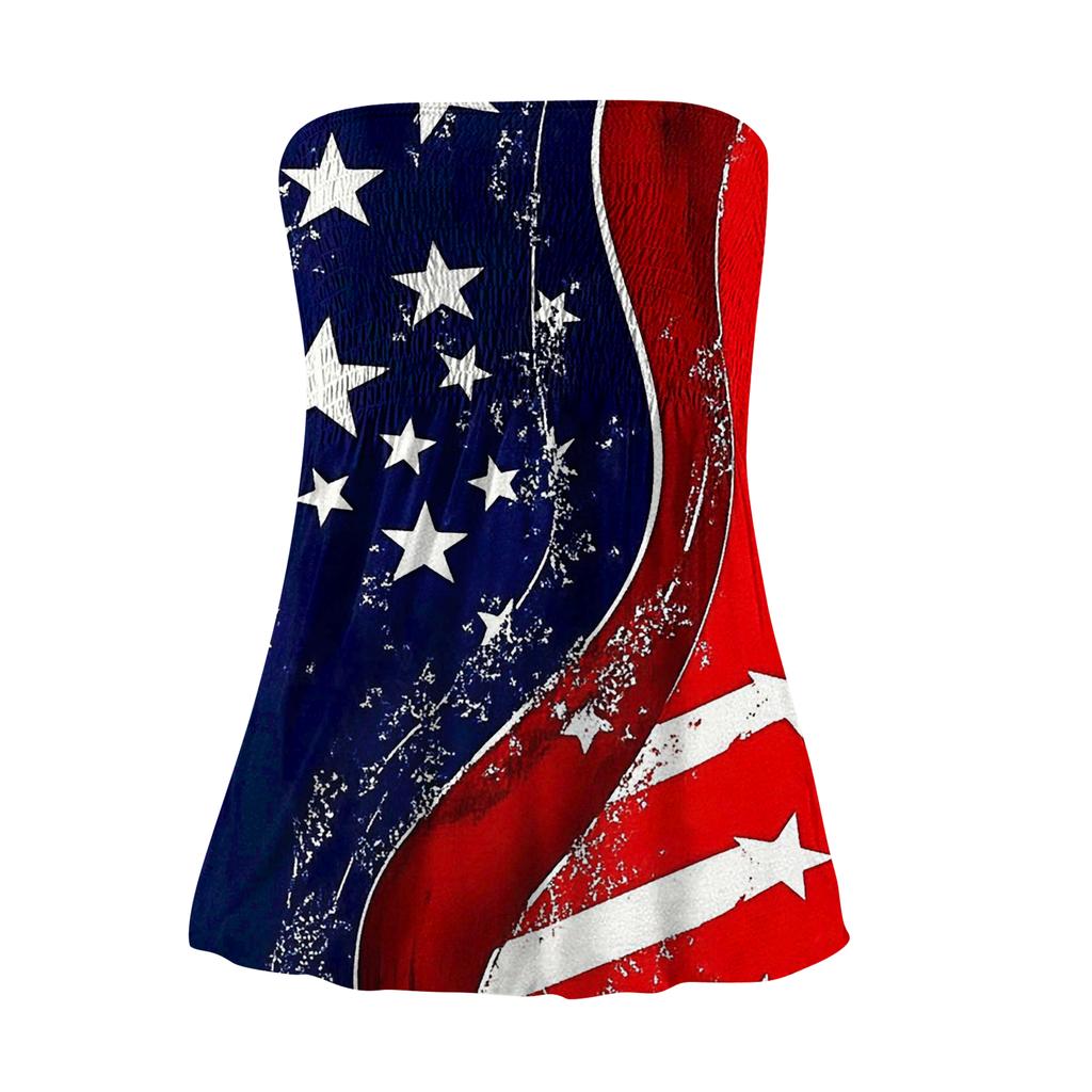 Tube Tops For Women,Cute Sexy Off Shoulder Print Sleeveless T-Shirt