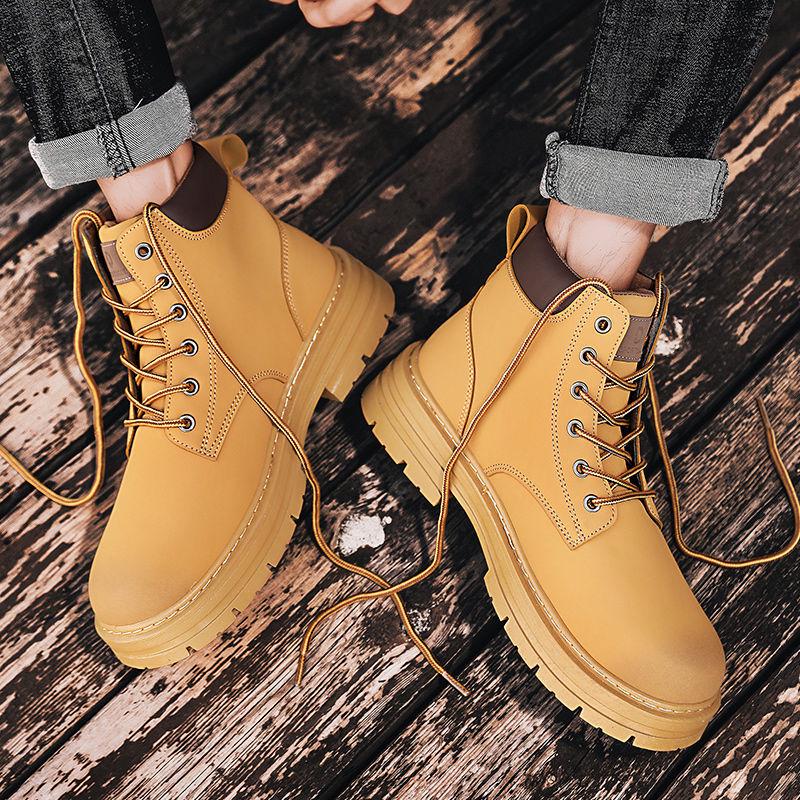 Men's Retro British-Style High-Top Martin Boots - Autumn Yellow Edition