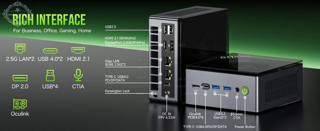 GMKtec M7 AMD R7 Pro 6850H Gaming Mini PC 8-core 16-thread 32GB DDR5 1TB SSD Gaming Desktop Mini Computer PC Con Slot Oculink