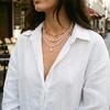 Boho Multilayer Starfish Shell Rice Beads Necklace for Women Vintage Imitation Pearl Bead Stacked Choker Beach Party Jewelry