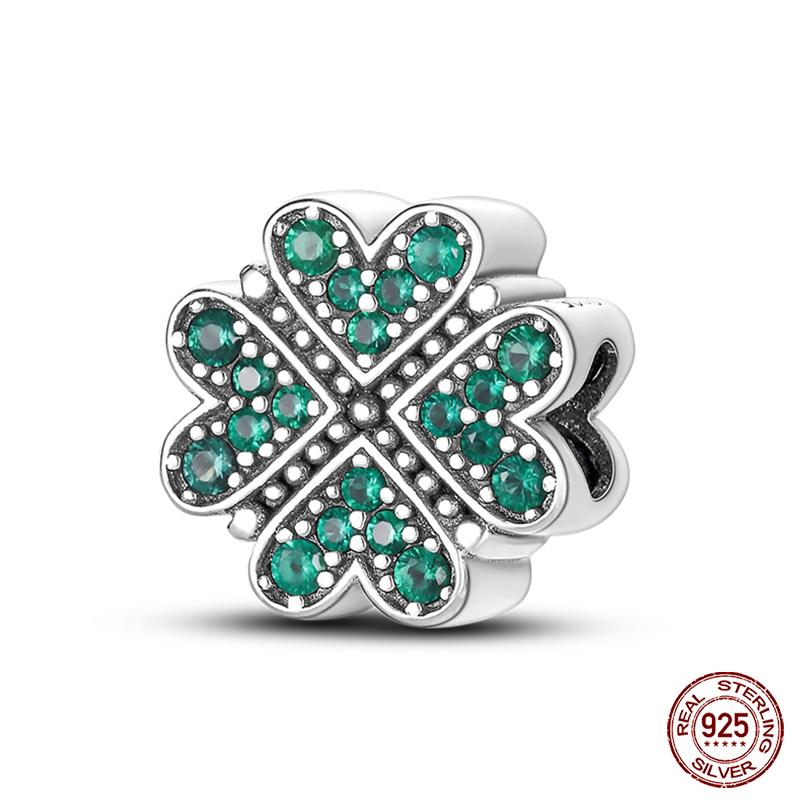 Copper Tree Of Life Four-Leaf Clover Green Series Charms Beads Fit Qikaola Original Bracelet Diy Jewelry Making