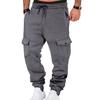 Men Winter Sweatpants Thickened Cargo Pants Warm Casual Baggy Trousers Drawstring Waist Jogger Pants for Work Street Daily Wear