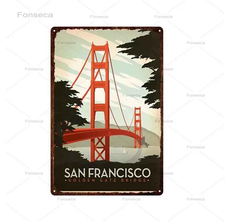 Paris Roma City Metal Sign Vintage Metal Plaque Travel Plates Decor For Bar Home Wall Decor Tin Sign Landscape Poster