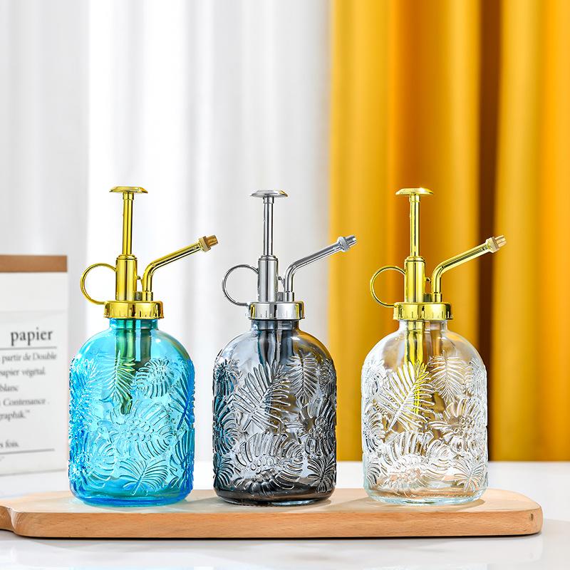New Colorful Glass Flower Watering Sprayer Maple Leaf Shape High-End Hand-Press Type360mlGarden Sprinkler Spray Bottle