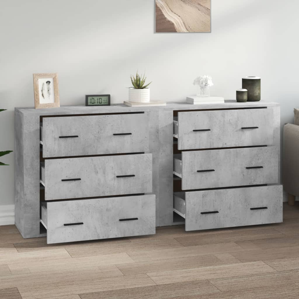 Sideboards 2 pcs Concrete Grey Particleboard