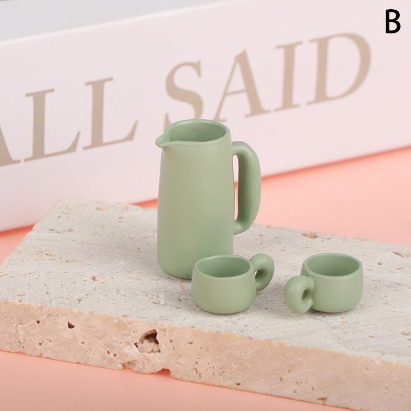 Hot1/12 Dollhouse Miniature Accessories Mini Kettle Teapot Cups Simulation Furniture Tea Pot Kitchen Model Playthings designed for Doll House