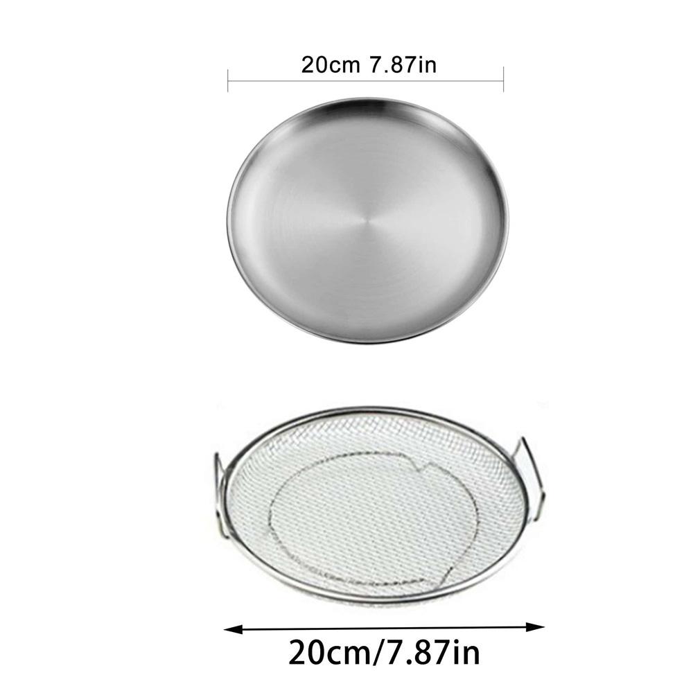 

2PCS CH oil draining mesh tray, reusable stainless steel circular mesh oil filter tray with handle - perfect for fryers срібний