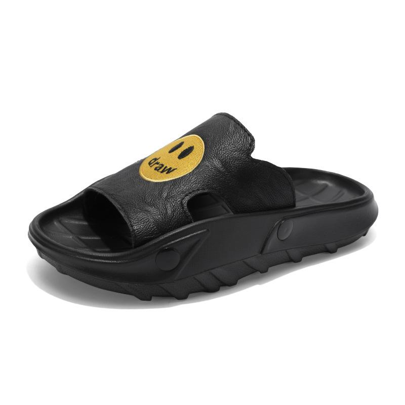 

2025 new large size men s cool slippers thick-soled non-slip and wear-resistant slippers outer wear sports and leisure beach shoes 39 чёрный