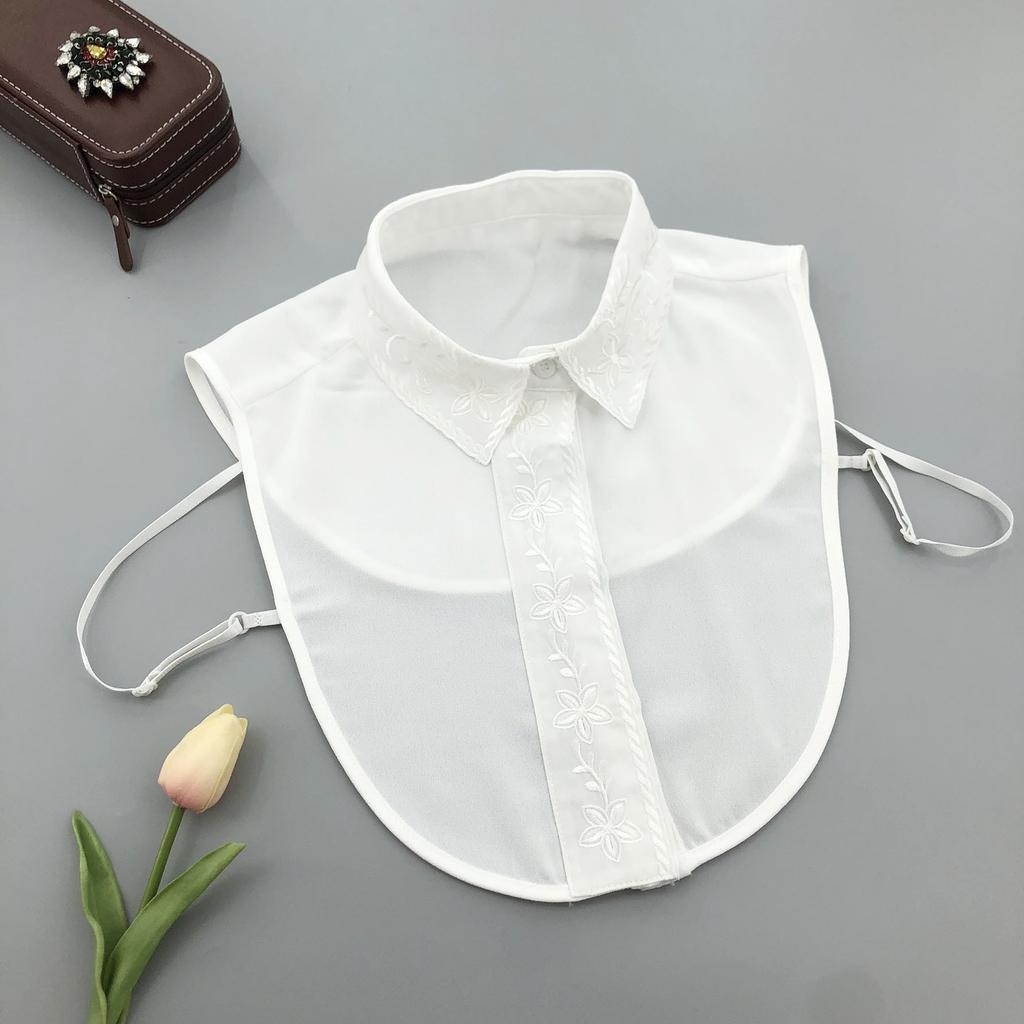 New Floral Embroidered Fake Collar for Sweater Autumn Versatile Neckwear Decoration Half Shirt Detachable Fake Collar