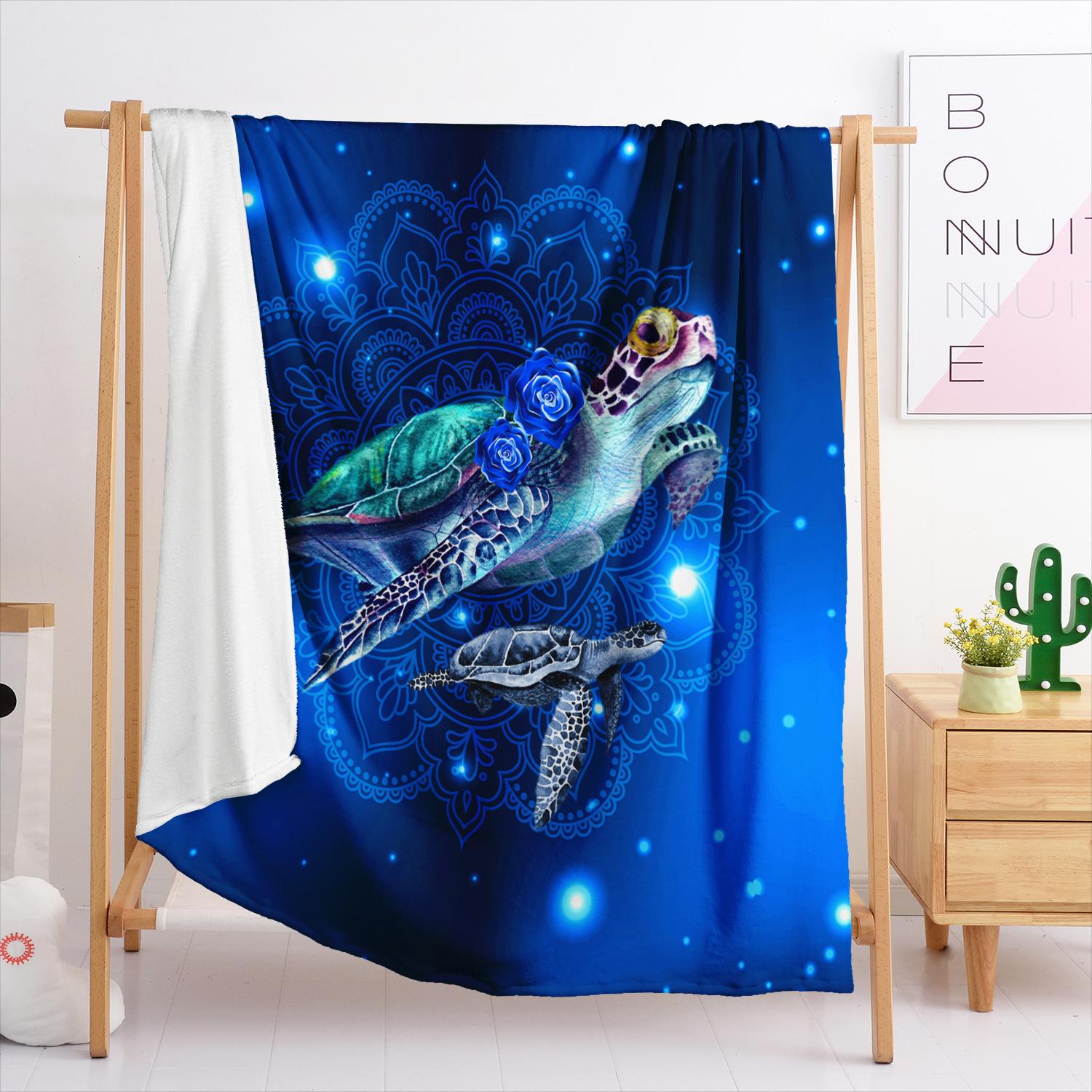 Плед Фланелевый Плед Морские Водные Животные Морская Черепаха 3D Цифровая Печать Плед Плед 120X90cm